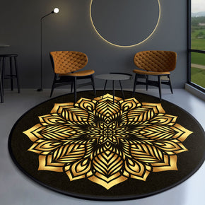3D Patterned Round Yellow Modern Area Rugs for Living Room Bedroom Office Anti-slip Carpets