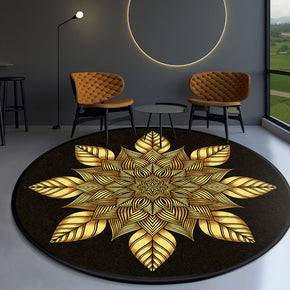 Area Rugs Modern 3D Patterned Round Yellow for Bedroom Living Room Office Anti-slip Carpets