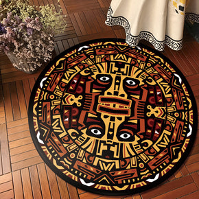 Patterned Round Polyester 3D Traditional Area Rugs for Living Room Office Bedroom Anti-slip Carpets
