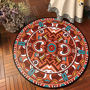 3D Vivid Patterned Traditional Vintage Round Polyester Area Rugs for Office Living Room Bedroom Anti-slip Carpets