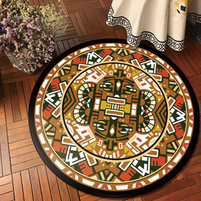 Yellow 3D Vivid Patterned Traditional Vintage Area Rugs Round Polyester for Office Living Room Bedroom Anti-slip Carpets