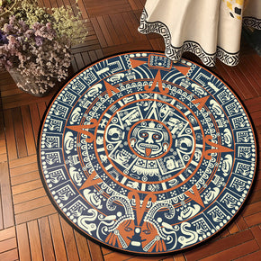 Traditional Area Rugs Vintage 3D Patterned Round Polyester for Office Living Room Bedroom Anti-slip Carpets