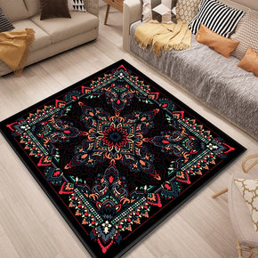 Floral Traditional Retro Square Patterned Area Rugs Polyester Carpets for Dining Room Living Room Bedroom Office Hall