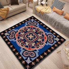 Traditional Retro Floral Square Patterned Area Rugs Polyester Carpets for Dining Room Living Room Bedroom Office Hall