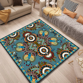 Traditional Retro Patterned Green Square Polyester Carpets Floral Area Rugs for Dining Room Living Room Bedroom Office Hall