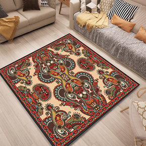 Traditional Patterned Retro Square Polyester Carpets Area Rugs for Dining Room Living Room Bedroom Office Hall