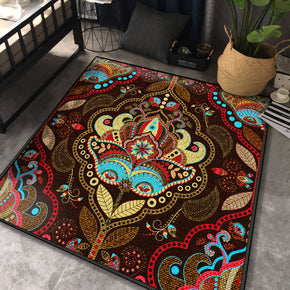 Traditional Area Rugs Square Patterned Retro Polyester Carpets for Dining Room Living Room Bedroom Office Hall