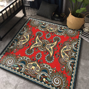 Traditional Area Rugs Retro Polyester Carpets Square Patterned for Living Room Dining Room Office Hall Bedroom