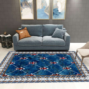 Blue Traditional Printed Simple Rugs for Living Room Dining Room Bedroom