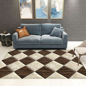 Brown White Diamond Pattern Modern Contemporary Simple Geometric Rugs For Living Room Dining Room Bedroom