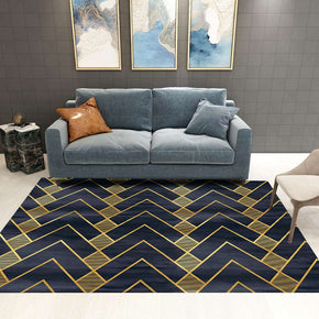 Black Golden Geometric Pattern Modern Contemporary Simple  Rugs For Living Room Dining Room Bedroom