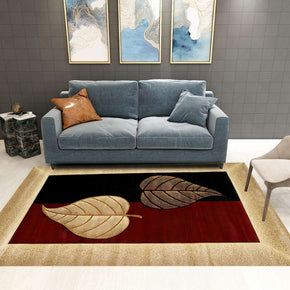 Leaves Pattern Black Red Modern Contemporary Simple Rugs For Living Room Dining Room Bedroom