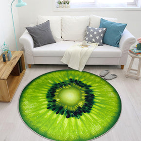 Round Simulation 3D Kiwi Fruit Printing Pattern Modern Rug for Living Room Hall Study Bedroom Bedside Carpet