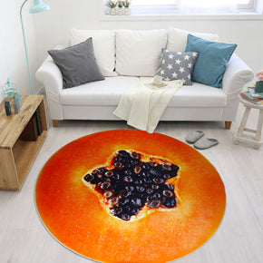 Round Simulation 3D Papaya Fruit Printing Pattern Modern Rug for Living Room Hall Study Bedroom Bedside Carpet