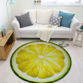 Round Simulation 3D Yellow Lemon Fruit Printing Pattern Modern Rug for Living Room Hall Study Bedroom Bedside Carpet