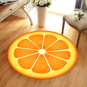 Round Simulation 3D Orange Fruit Printing Pattern Modern Rug for Living Room Hall Study Bedroom Bedside Carpet