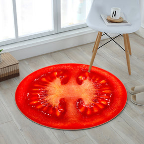 Simulation 3D Tomato Fruit Printing Pattern Modern Round Rug for Living Room Hall Study Bedroom Bedside Carpet