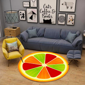 Simulation 3D Colourful Lemon Fruit Printing Pattern Modern Round Rug for Living Room Hall Study Bedroom Bedside Carpet