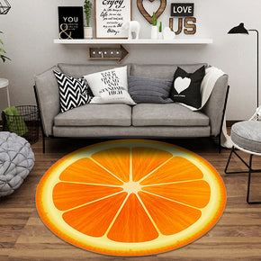 Simulation 3D Orange Fruit Printing Pattern Modern Round Rug for Living Room Hall Study Bedroom Bedside Carpet