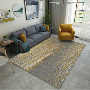 Abstract Grey Golden Lines Pattern Modern Contemporary Simple Geometric Rugs for Living Room Dining Room Bedroom