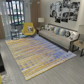 Blue Yellow Lines Pattern Modern Contemporary Simple Rugs for Living Room Dining Room Bedroom