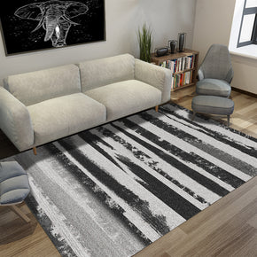 Simple Black White Striped Contemporary Geometric Simple Rugs for Living Room Dining Room Bedroom