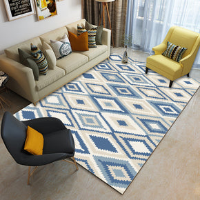 Blue Diamond Shape Geometric Pattern Modern Contemporary Geometric Simple Rugs for Living Room Dining Room Bedroom