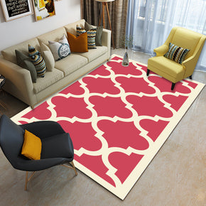 Red Flower Shaped Geometric Pattern Modern Contemporary Geometric Simple Rugs for Living Room Dining Room Bedroom