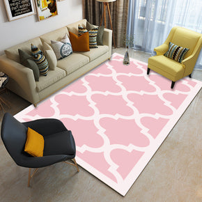 Pink Flower Shaped Geometric Pattern Modern Contemporary Geometric Simple Rugs for Living Room Dining Room Bedroom