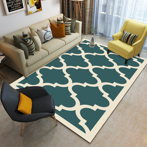 Dark Green Flower Shaped Geometric Pattern Modern Contemporary Geometric Simple Rugs for Living Room Dining Room Bedroom