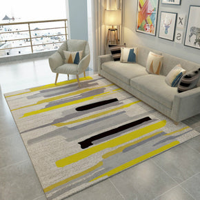 Yellow Grey Striped Pattern Modern Contemporary Geometric Simple Rugs for Living Room Dining Room Bedroom