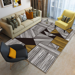 Black White Vision Geometric Pattern Modern Contemporary Geometric Simple Rugs for Living Room Dining Room Bedroom