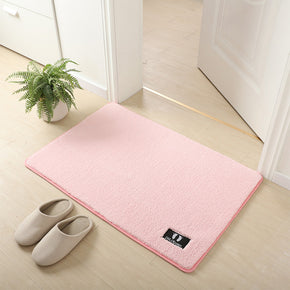 Pink Super Fibre Soft Plush Plain Floor Rugs Entryway Bathroom Door Mats Anti-slip Mat