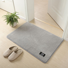 Comfy Light Grey Super Fibre Soft Shaggy Plain Floor Rugs Entryway Bathroom Door Mats Anti-slip Mat