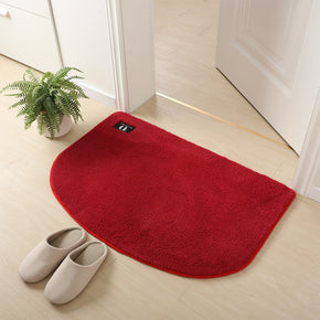Semicircle Wine Red Super Fibre Soft Shaggy Plain Floor Rugs Entryway Bathroom Door Mats Anti-slip Mat