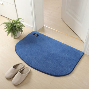Semicircle Sky Blue Super Fibre Soft Shaggy Plain Floor Rugs Entryway Bathroom Door Mats Anti-slip Mat