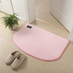 Pink Semicircle Super Fibre Soft Shaggy Plain Floor Rugs Entryway Bathroom Door Mats Anti-slip Mat