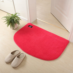 Rose Red Semicircle Super Fibre Soft Plush Plain Floor Rugs Entryway Bathroom Door Mats Anti-slip Mat