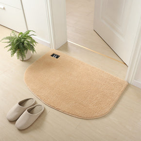 Beige Semicircle Super Fibre Soft Plush Plain Floor Rugs Entryway Bathroom Door Mats Anti-slip Mat