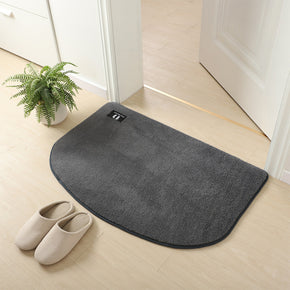 Dark Grey Semicircle Super Fibre Soft Plush Plain Floor Rugs Entryway Bathroom Door Mats Anti-slip Mat