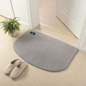 Light Grey Semicircle Super Fibre Soft Plush Plain Floor Rugs Entryway Bathroom Door Mats Anti-slip Mat