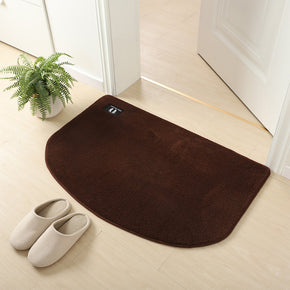 Semicircle Brown Super Fibre Soft Plush Plain Floor Rugs Entryway Bathroom Door Mats Anti-slip Mat