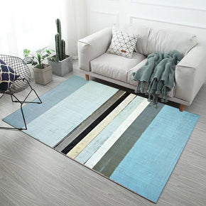 Blue Simplicity Striped Modern Area Rugs Patterned Polyester Carpets for Hall Dining Living Room Room Office Kidsroom