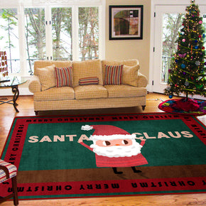 Funny Cartoon Santa Pattern Christmas Holiday Decoration Rug For Living Room Dining Room Bedroom Hall Floor Mats Rugs Christmas Tree