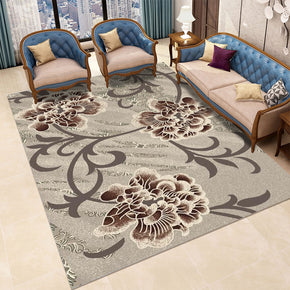 Grey Modern Area Rugs Floral Patterned Polyester Carpets for Hall Dining Living Room Room Office Kidsroom