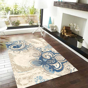 Floral Blue Abstract Modern Area Rugs Patterned Polyester Carpets for Hall Dining Living Room Room Office Kidsroom