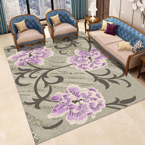 Purple Modern Polyester Carpets Area Rugs Floral Patterned for Hall Dining Living Room Room Office Kidsroom