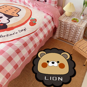 Yellow Lion Modern Polyester Carpets Cartoon Irregular Shaped Animals Patterned Area Rugs for Living Room Dining Room Kids room