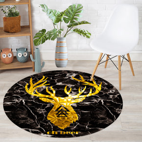Black Golden Fawn Modern Round Geometric Simplicity Polyester Carpets Patterned Area Rugs for Living Room Dining Room Kids room