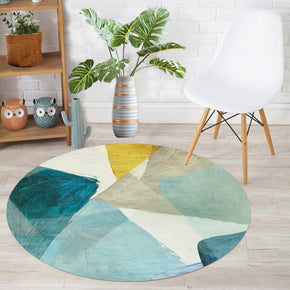 Green Modern Round Geometric Simplicity Polyester Carpets Patterned Area Rugs for Living Room Dining Room Kids room